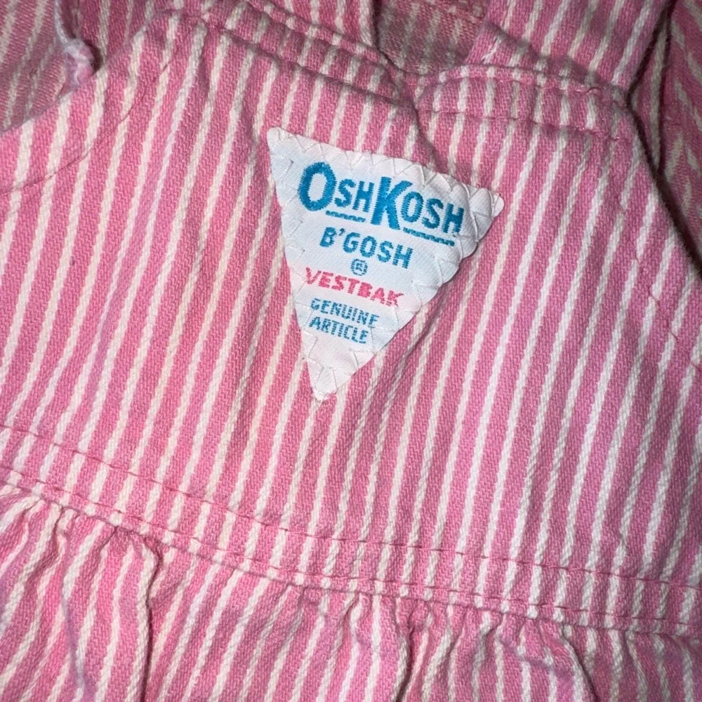 Vintage USA OshKosh B'gosh Pink Striped 100%Cotton Overalls Baby Girl 24 Months